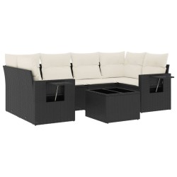 Salon de jardin 7 pcs avec coussins noir résine tressée 518922518922