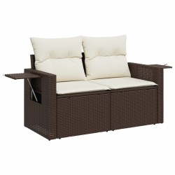 Salon de jardin avec coussins 6 pcs marron résine tressée 518923518923