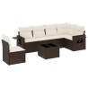 Salon de jardin avec coussins 7 pcs marron résine tressée 518925518925