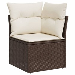 Salon de jardin avec coussins 7 pcs marron résine tressée 518929518929
