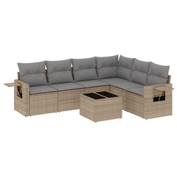 Salon de jardin avec coussins 7 pcs beige résine tressée 518932518932