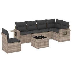 Salon de jardin avec coussins 7 pcs gris clair résine tressée 518934518934
