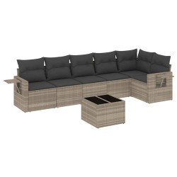 Salon de jardin avec coussins 7 pcs gris clair résine tressée 518935518935