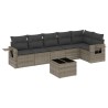 Salon de jardin avec coussins 7 pcs gris résine tressée 518937518937