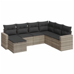 Salon de jardin avec coussins 7 pcs gris clair résine tressée 518940518940