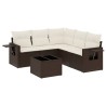Salon de jardin avec coussins 6 pcs marron résine tressée 518941518941