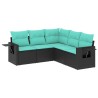 Salon de jardin 5 pcs avec coussins noir résine tressée 518944518944