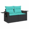 Salon de jardin 5 pcs avec coussins noir résine tressée 518944518944
