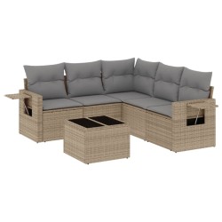 Salon de jardin avec coussins 6 pcs beige résine tressée 518946518946