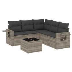 Salon de jardin 6 pcs avec coussins gris clair résine tressée 518947518947
