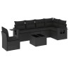Salon de jardin 7 pcs avec coussins noir résine tressée 518950518950