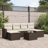 Salon de jardin avec coussins 7 pcs marron résine tressée 518951518951