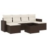 Salon de jardin avec coussins 7 pcs marron résine tressée 518951518951