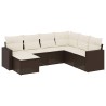 Salon de jardin avec coussins 7 pcs marron résine tressée 518952518952