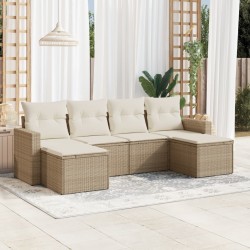 Salon de jardin avec coussins 6 pcs beige résine tressée 518954518954