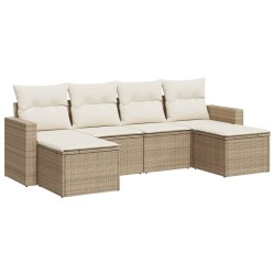 Salon de jardin avec coussins 6 pcs beige résine tressée 518954518954