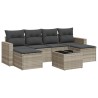 Salon de jardin avec coussins 7 pcs gris clair résine tressée 518957518957