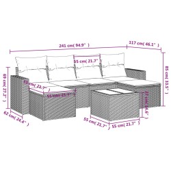 Salon de jardin avec coussins 7 pcs gris clair résine tressée 518957518957