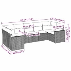 Salon de jardin avec coussins 7 pcs marron résine tressée 518958518958