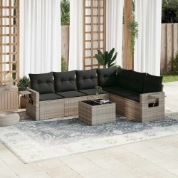 Salon de jardin avec coussins 7 pcs gris clair résine tressée 518964518964
