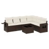 Salon de jardin avec coussins 7 pcs marron résine tressée 518965518965