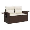 Salon de jardin avec coussins 7 pcs marron résine tressée 518965518965