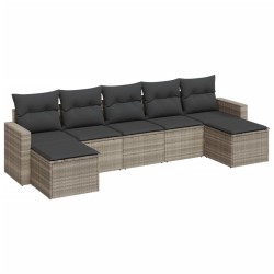 Salon de jardin avec coussins 7 pcs gris clair résine tressée 518968518968