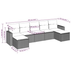 Salon de jardin avec coussins 7 pcs gris clair résine tressée 518968518968