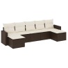 Salon de jardin avec coussins 7 pcs marron résine tressée 518969518969