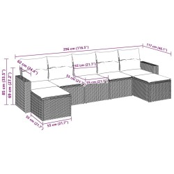 Salon de jardin avec coussins 7 pcs marron résine tressée 518969518969