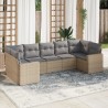 Salon de jardin avec coussins 7 pcs beige résine tressée 518971518971