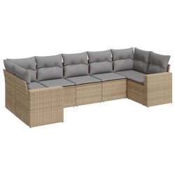 Salon de jardin avec coussins 7 pcs beige résine tressée 518971518971