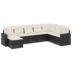 Salon de jardin 8 pcs avec coussins noir résine tressée 518974518974