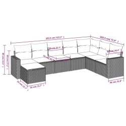 Salon de jardin 8 pcs avec coussins noir résine tressée 518974518974