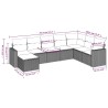 Salon de jardin 8 pcs avec coussins noir résine tressée 518974518974