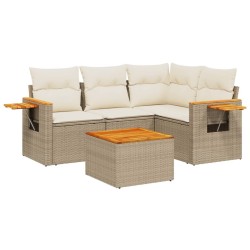 Salon de jardin avec coussins 5 pcs beige résine tressée 518983518983
