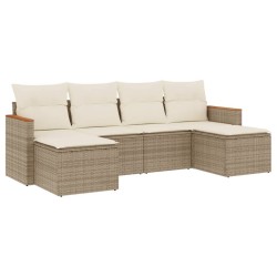 Salon de jardin avec coussins 6 pcs beige résine tressée 518985518985