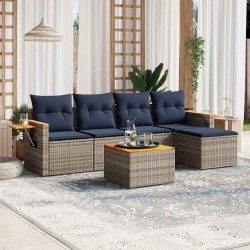 Salon de jardin 6 pcs avec coussins gris résine tressée 518988518988