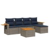Salon de jardin 6 pcs avec coussins gris résine tressée 518988518988
