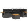 Salon de jardin 6 pcs avec coussins noir résine tressée 518993518993
