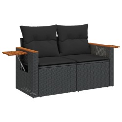 Salon de jardin 6 pcs avec coussins noir résine tressée 518993518993