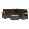 Salon de jardin 6 pcs avec coussins noir résine tressée 518997518997