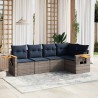 Salon de jardin 5 pcs avec coussins gris résine tressée 518999518999