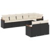 Salon de jardin 8 pcs avec coussins noir résine tressée 519000519000