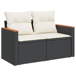 Salon de jardin 8 pcs avec coussins noir résine tressée 519000519000