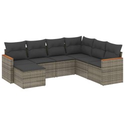 Salon de jardin avec coussins 7 pcs gris résine tressée 519003519003