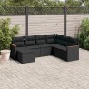 Salon de jardin 7 pcs avec coussins noir résine tressée 519005519005