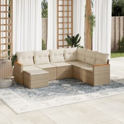 Salon de jardin avec coussins 7 pcs beige résine tressée 519006519006
