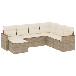 Salon de jardin avec coussins 7 pcs beige résine tressée 519006519006