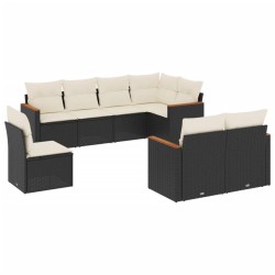 Salon de jardin 8 pcs avec coussins noir résine tressée 519008519008